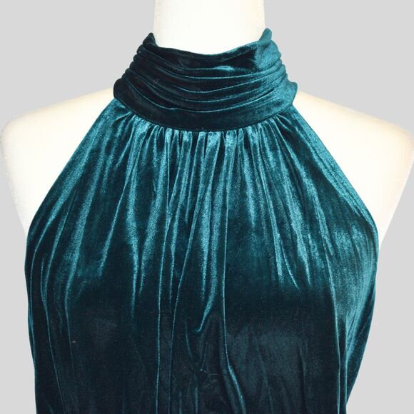 Eliza J. Mock Neck Blouson Velvet Gown Emerald Green Size 8 - Picture 5 of 12